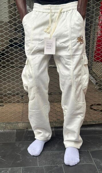Pantalon cargo blanc homme