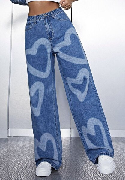 Jean bleu motif cœurs