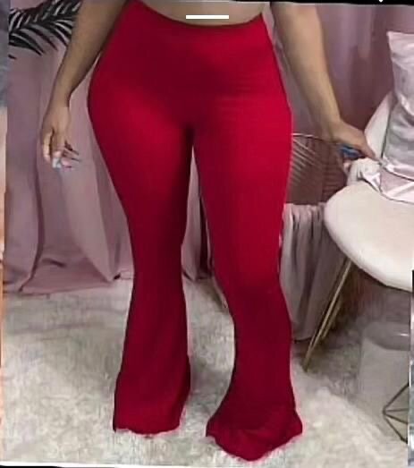 Pantalon évasé rouge tendance