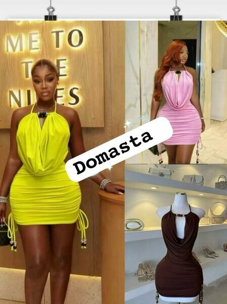 Robe courte drapée jaune