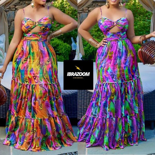 Robe longue multicolore bohème