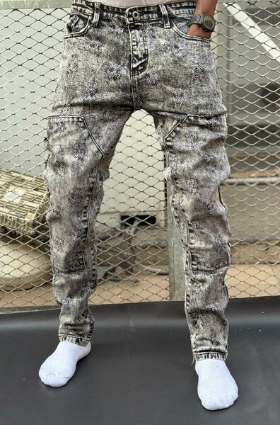 Jean cargo délavé tendance