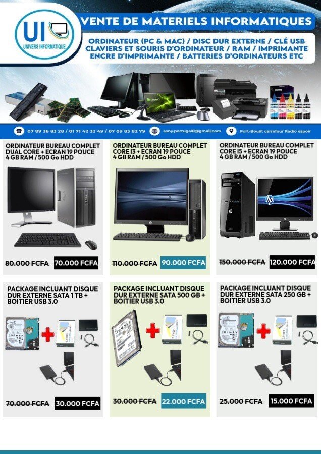 Package incluant disque dur externe SATA 320 GB + Boitier.