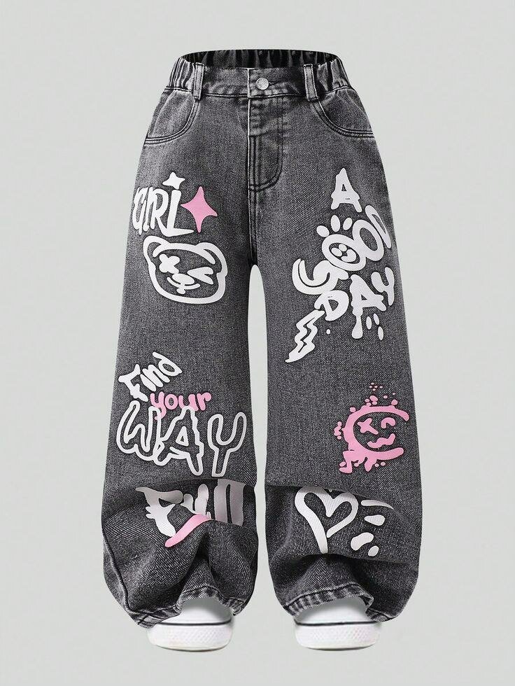 Jeans larges graffiti tendance