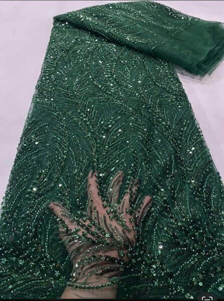 Beaded green lace