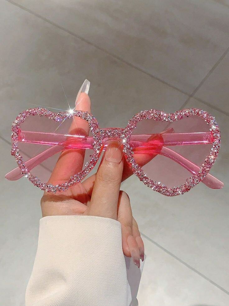 Lunettes de soleil cœur perles rose