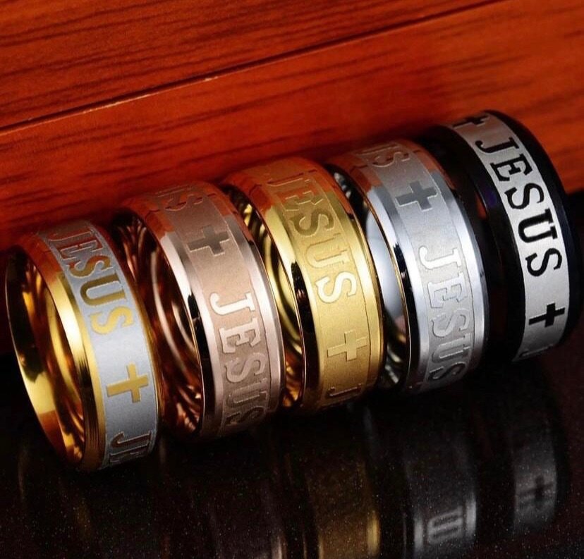 Bague JESUS acier inoxydable