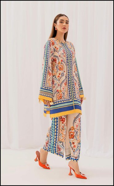 Woman's Stylish Stitched 2 Pcs Digital Printed Shirt with Pl