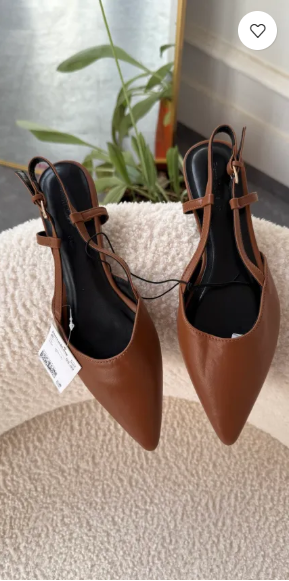 Mia Brown Slingback Flat Shoes