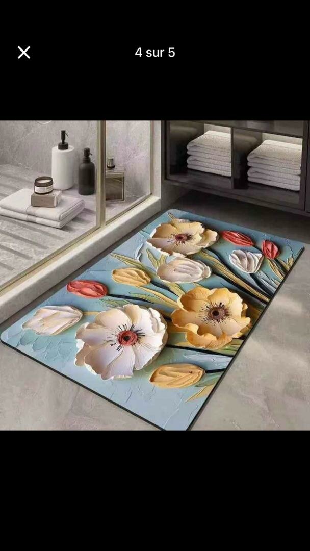 Tapis de bain floral absorbant