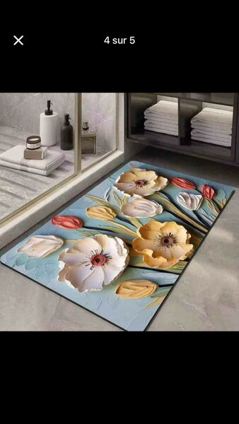 Tapis de bain floral absorbant