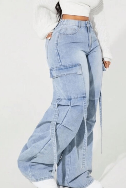 Pantalon cargo en jean tendance