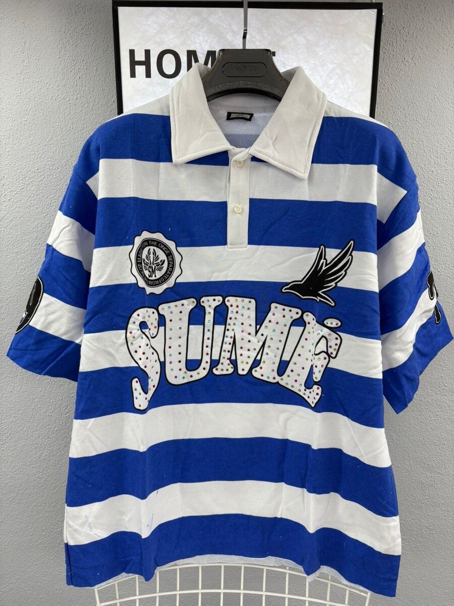 Polo rayé graphique unisexe