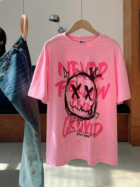 T-shirt rose graphique unisexe