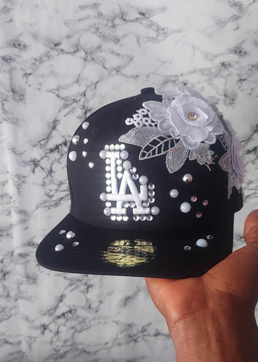 Casquette LA Strass Fleur