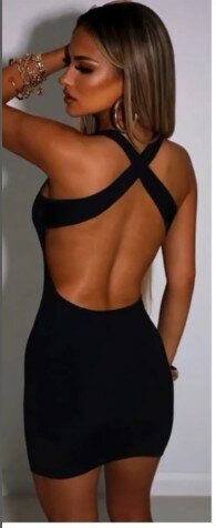 Black mini dress with bare back