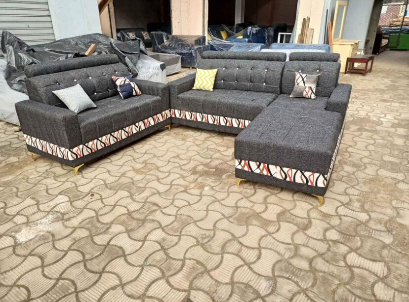 Canapé d'angle moderne gris