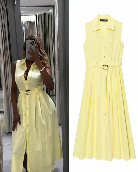 Robe chemise jaune élégante