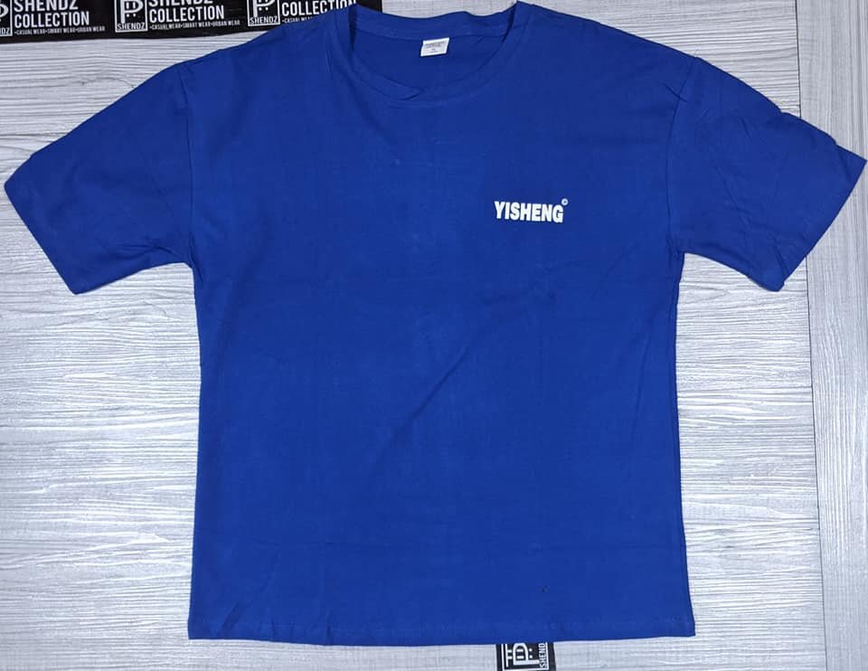 blue men's t-shirt