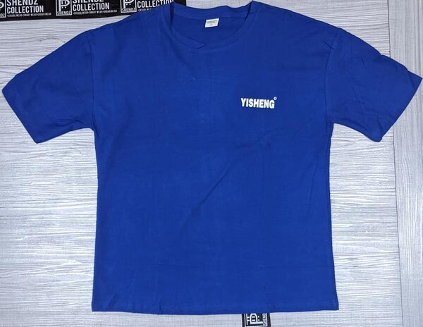 blue men's t-shirt