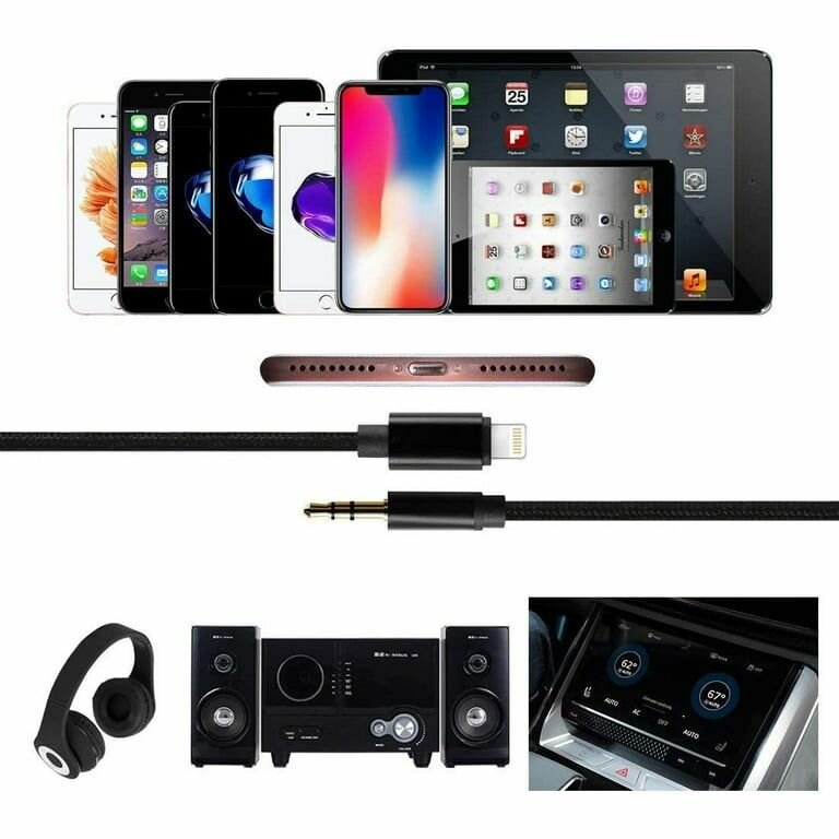 Car Aux Cable, Aux Cord Compatible with iPhone/iPad Nylon Br