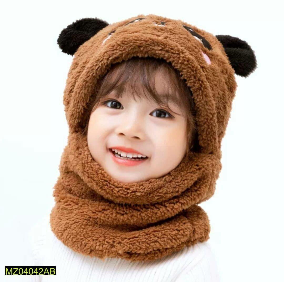 Kids wool cap with neck warmer