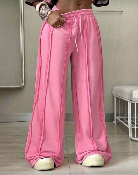 Pantalon large rose femme chic