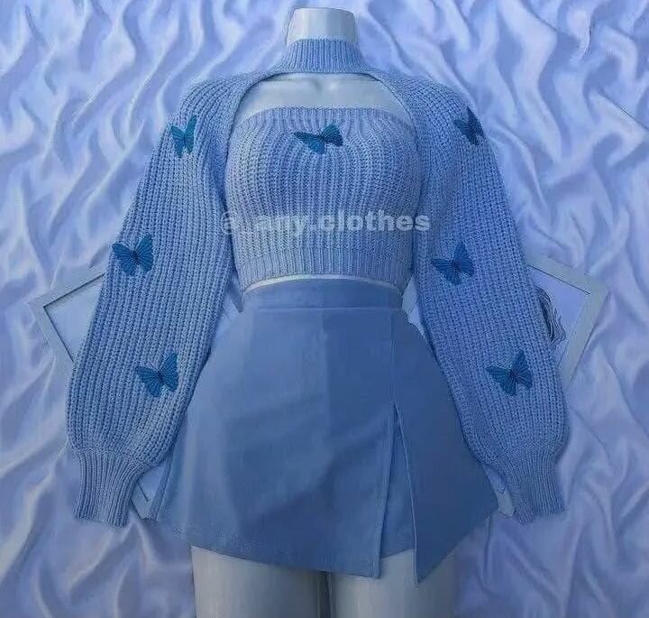 Ensemble jupe et top bleu