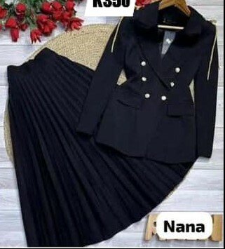 Stylish women's suit (jacket + skirt) black