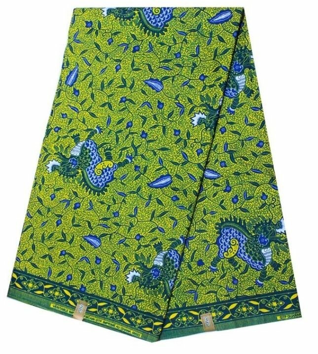 Tissu Africain Vert Motif Floral