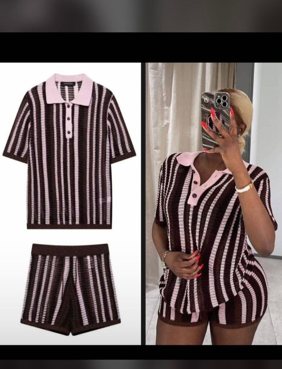 Ensemble tricoté rayé chic