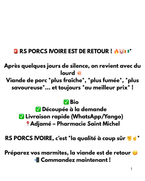 Viande de Porc Fraîche Bio