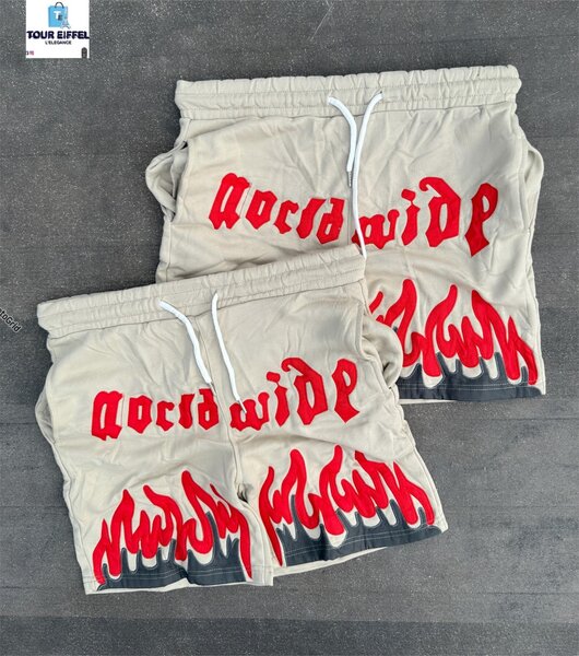 Shorts à motif flamme unisexe