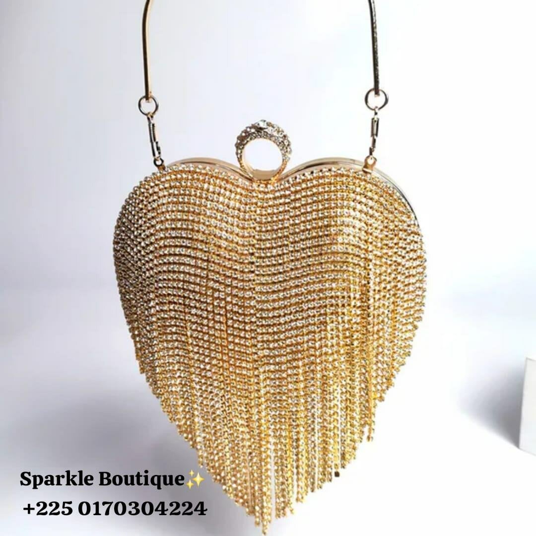 Pochette soirée strassé cœur