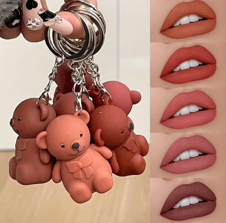 Teady bear style keychain lipgloss_high pigments Girly