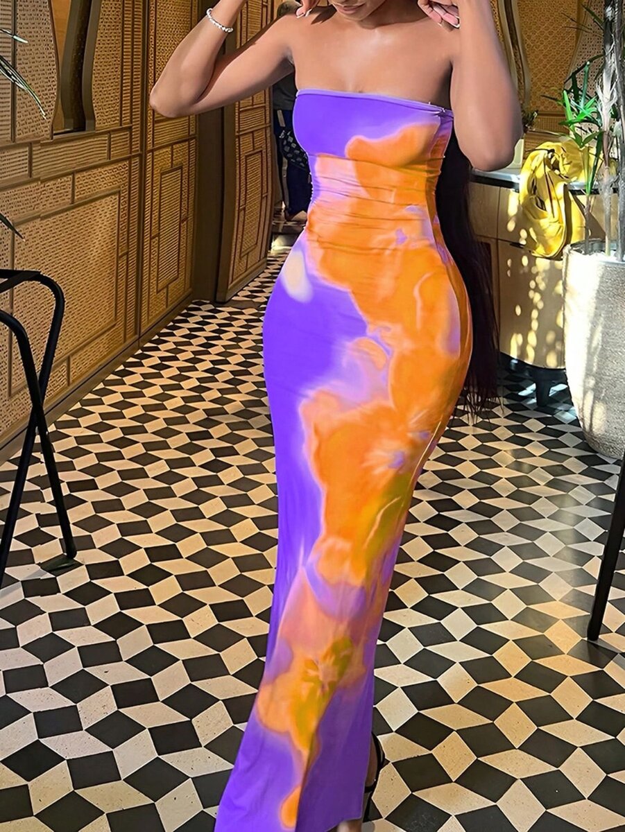 Robe longue moulante colorée
