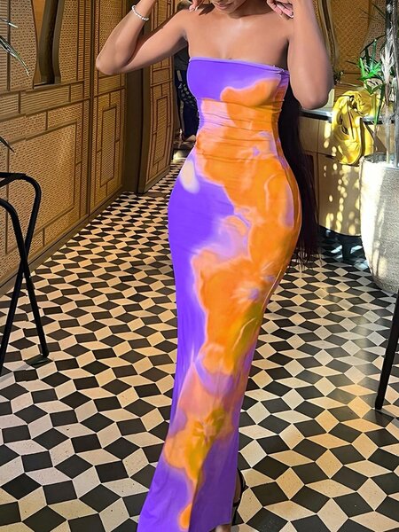 Robe longue moulante colorée