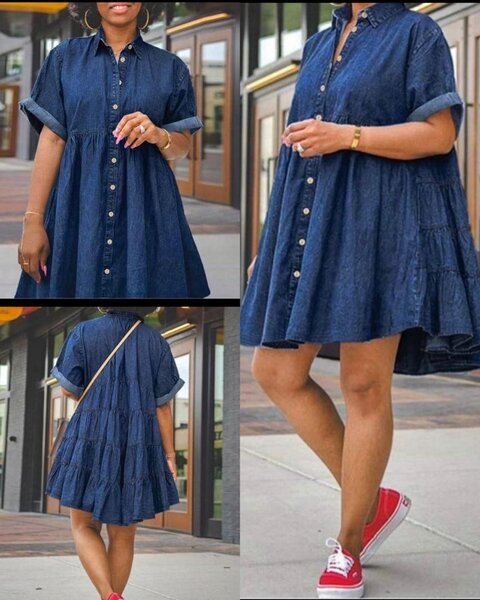 Robe chemise en jean tendance