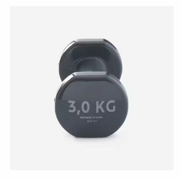 3 kg fitness dumbbells twin-pack - grey