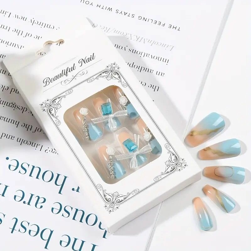 Artificial press on nails with nail kit