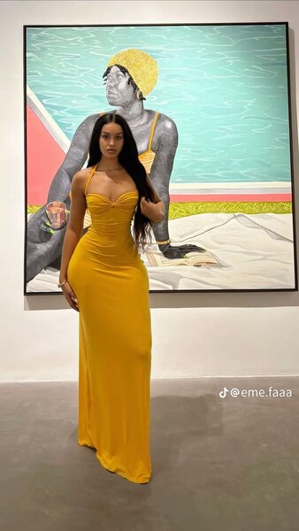 Robe longue élégante jaune