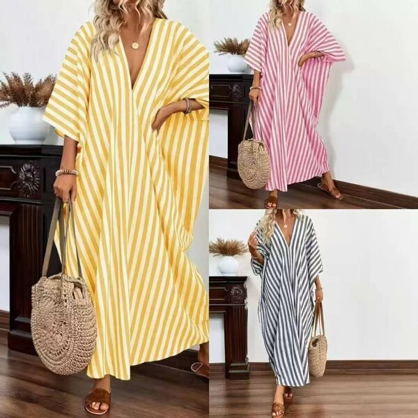 Robe longue à rayures