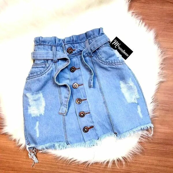 Jupe courte en jean Miessniam déchirée