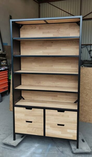 Étagère 6 rayons bois & métal