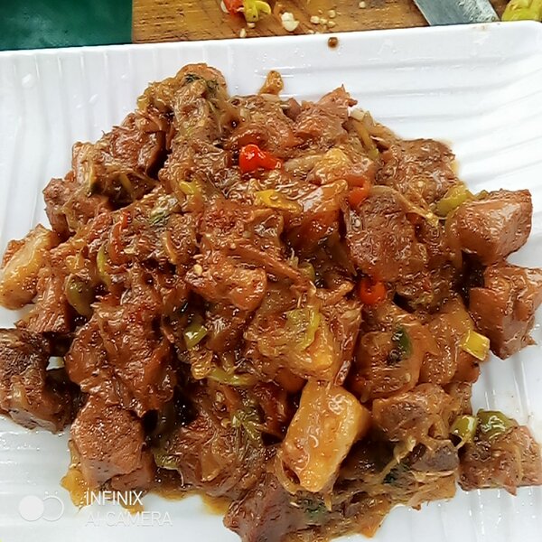 Porc africaine grille revenir et saute