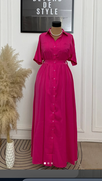 STUNNING BUTTON FRONT MAXI DRESS. 