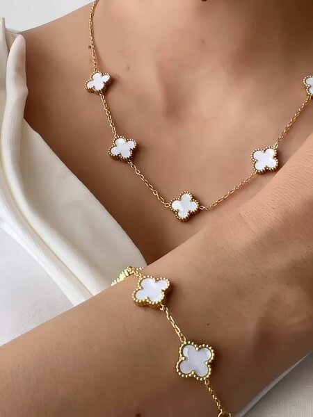 Collier et Bracelet Trèfle Dorés