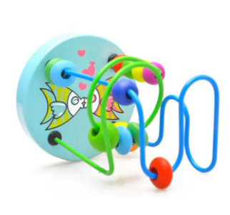 Montessori Wooden Toys Wooden Circles Bead Wire Maze Roller Coaster Educational Wood Puzzles Boys Girls Kid Toy 6+ Months