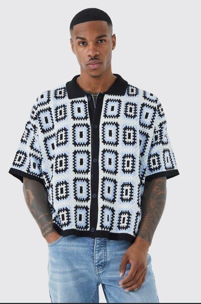Pull en crochet rétro homme
