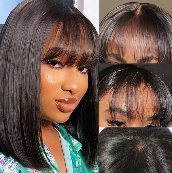 Perruque Carré Frange Noir